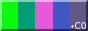 John Marcotte's "Free Speech Flag": Shades of green, pink, blue and purple stripes, with byte "C0" appended in bottom right corner